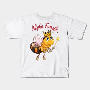 Female Alpha Animal Bee Queen Feminism Strong Woman Kids T-Shirt